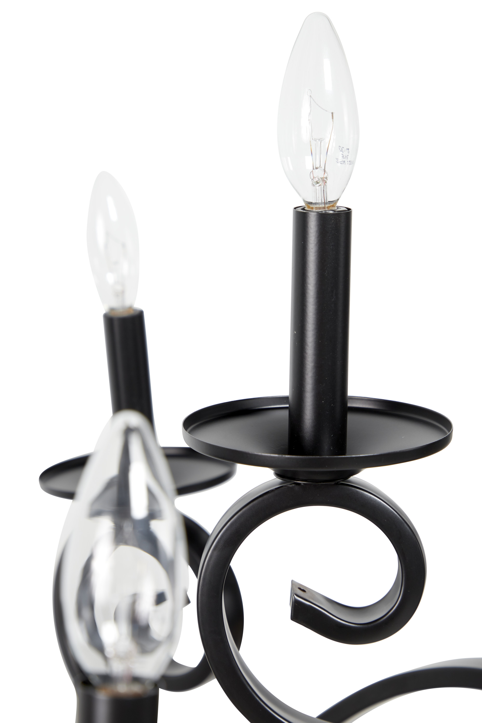 DecMode Large Modern Black Metal Chandelier Pendant Light with Scrolled Arms, 35” x 35”