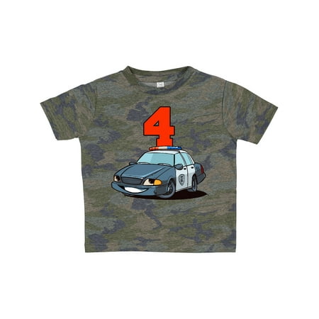 

Inktastic 4th Birthday Police Car Gift Toddler Boy or Toddler Girl T-Shirt