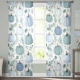 thumbnail image 3 of Green Blue Pumpkins Fall Sheer Curtains 63 Inch Length 2 Panels Set, Semi Transparent Voile Rod Pocket Curtains for Living Dining Room Bedroom Drapes Autumn Botanical Thanksgiving, 3 of 8