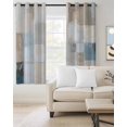 thumbnail image 2 of Blue Beige Color Blocks Kitchen Curtains Abstract Oil Painting Geometric Cafe Short Curtains for Bathroom Blackout Window Curtain Small Window Treatment Drapes for Bedroom Living Room 27.5"x39"x2, 2 of 9
