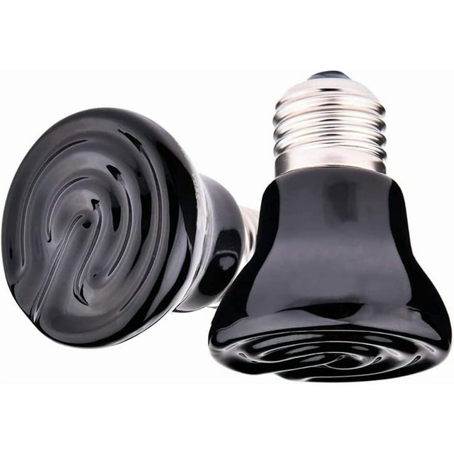 W Reptile Heat Lamp Bulbs E/E Base V Pet Infra Ceramic Heat Emitter Bulbs Mini Ceramic Heat Lamp for Lizard Tortoise Brooder Coop Aquarium Snake Chameleon No Light Blac