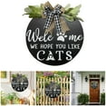 thumbnail image 2 of Welcome Round Wooden Hanging Sign with Bow Decorative Pet Friendly Door Art, 2 of 7