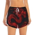 thumbnail image 2 of Balery Red Dragon On Black Pantalones cortos deportivos para mujer con forro y dos bolsillos, elásticos, para entrenamiento, gimnasio, yoga-Medium, 2 of 7