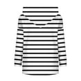 thumbnail image 6 of SwiftWear Women's Black & White Stripe Hooded Sweatshirt Soft Knit Hoodie Pullover with Drop Shoulder, Cozy Casual Tops for Everyday Comfort White, 6 of 7