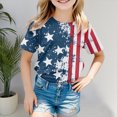 thumbnail image 2 of kpoplk Girls Boys 4th of July American Flag Patriotic USA Shirt Kids Independence Day Tops Girl Short Sleeve Fashion Outfit(Navy,6-7 Y), 2 of 4