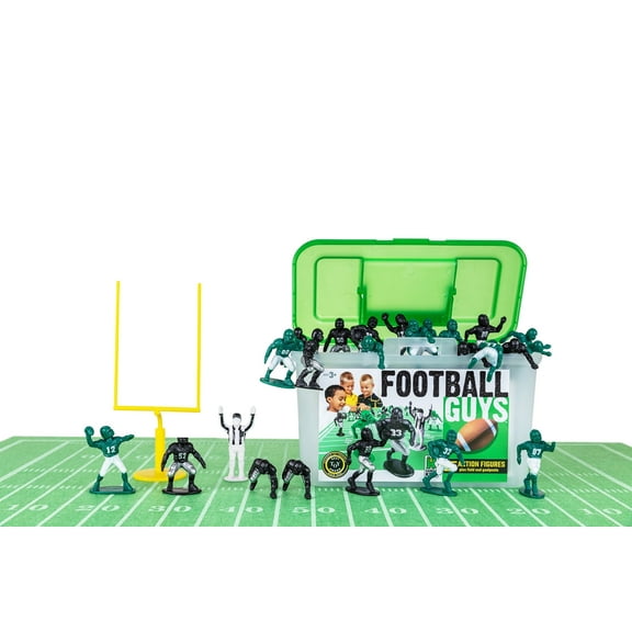 Kaskey Kids Football Guys Action Figures Green/White vs Black/Silver Inspire a Love of Football and Creative Play in Kids 3  (30 pieces)
