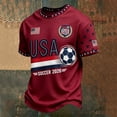 thumbnail image 2 of Soccer Cup 2026 Jersey for Men, Crew Neck Short Sleeve USA Stars Graphic Tee with Mesh Fabric - Breathable Athletic Top for Match Day & Gym Wine XXXL, 2 of 5