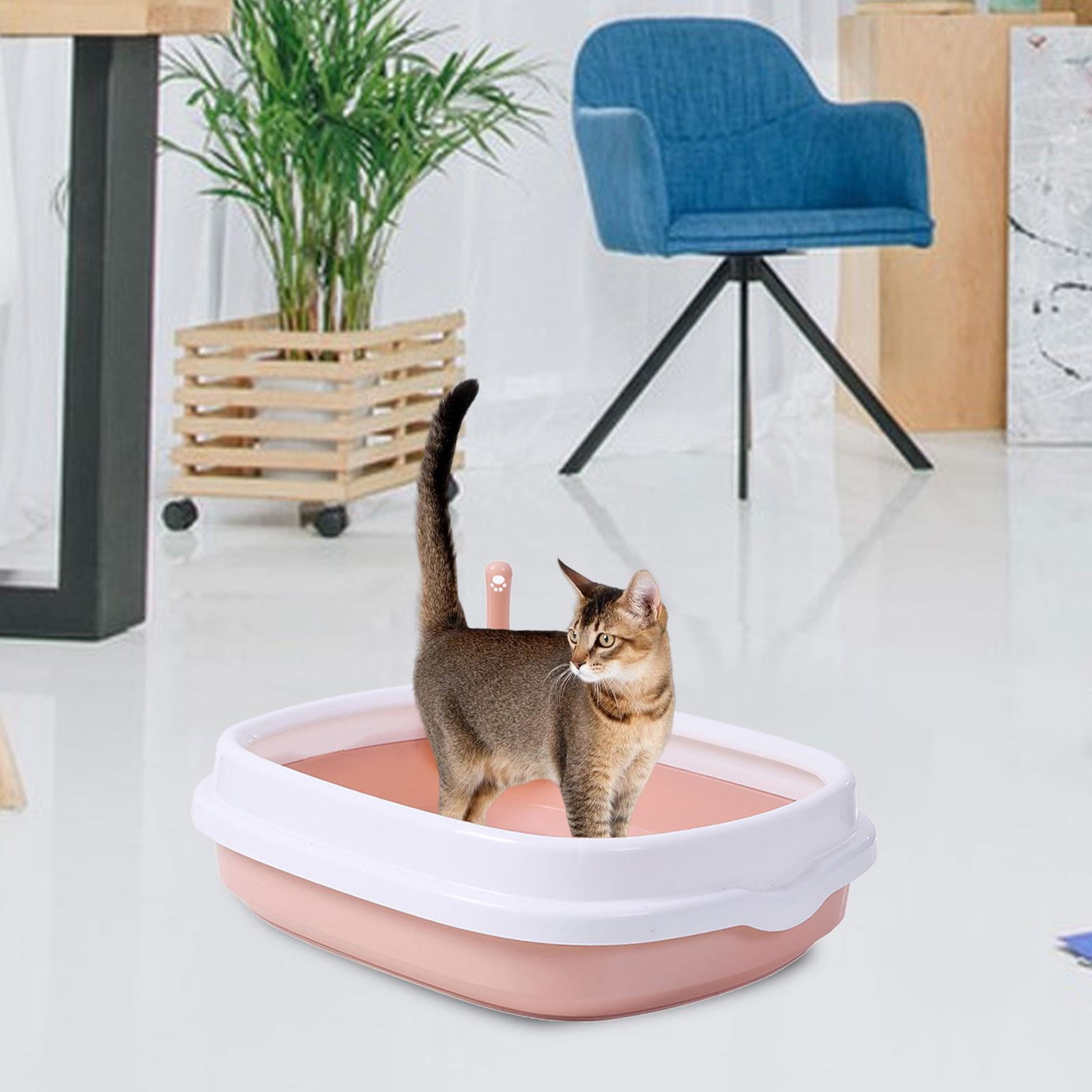 Bvdfgk Semi Enclosed Cat Litter Box Pet Bedpan Easy Cleaning Heighten Dog Tray Durable Yellow