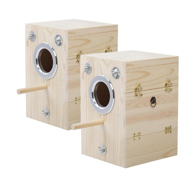 Caja de anidación de aves Zulema 2 piezas madera natural 19 x 19 x 27cm