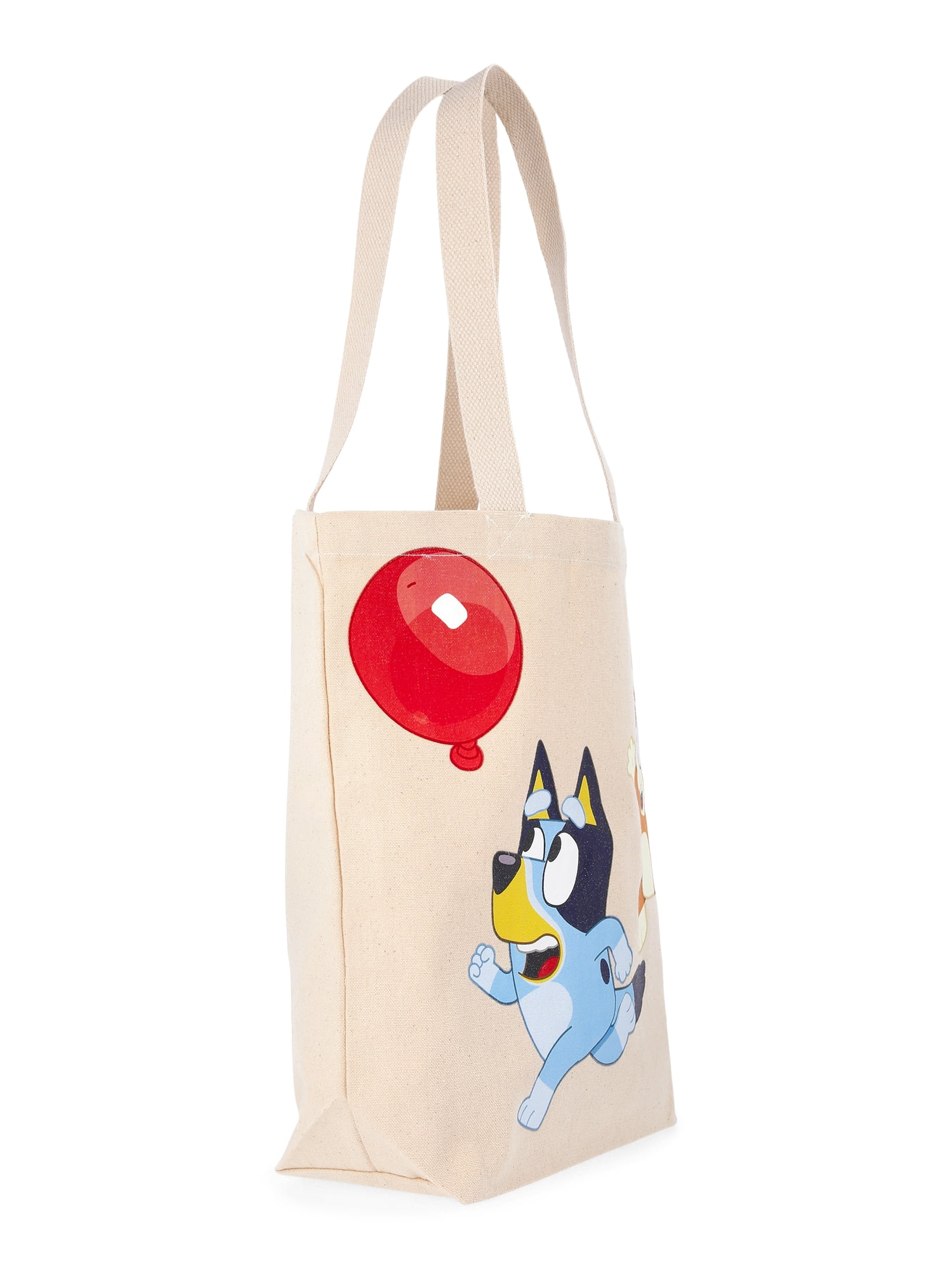 Bluey Women's Balloon Fun 13.5" Tote Bag, Natural Canvas