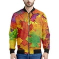 thumbnail image 4 of Chaqueta con estampado 3D de hoja de arce de Canadá para hombres y niños, chaqueta informal con cremallera para la calle, sudadera estilo aviador para primavera y otoño, 4 of 5