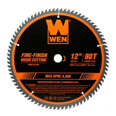 WEN 12-Inch 80-Tooth Fine-Finish Professional Woodworking Saw Blade for Miter Saws and Table Saws, BL1280