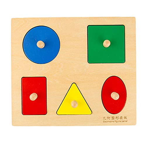 Wooden geometric shapes has embed 10 pieces educational puzzle montessori 