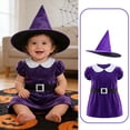 thumbnail image 4 of REDARER Baby Girls Halloween Witch Cosplay Dress Set Peter Pan Collar Velvet Gown with Pointed Witch Hat for Trick or Treat Fancy Dress Party Outfit,24M, 4 of 9