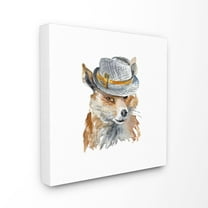 Stupell Industries Funny Hat Fashion Fox Animal Watercolor Painting Canvas Wall Art by Lanie Loreth