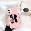 thumbnail image 1 of Funda de teléfono de silicona con letra inicial de Ottwn para iPhone 11 Pro 12 Pro Max X XR XS Max 7 8 Plus, funda trasera de TPU suave con flor rosa Retro Tan Jianjun unisex, 1 of 2