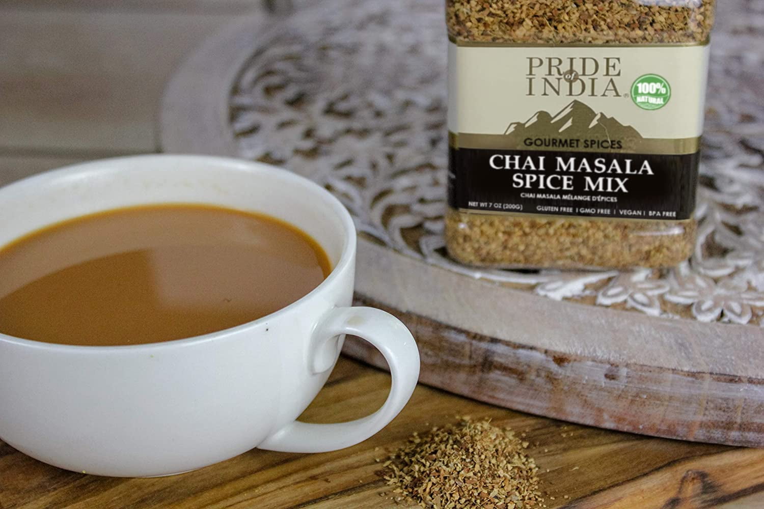 Pride of India - PACK of 6 - Chai Masala Mulling Spice Mix 6 oz (170 gm) Medium Dual Sifter Jar | Gourmet Spice Mix for Teas & Coffee | Caffeine Free | Mulling Spice Blend | Vegan & Gluten-Free