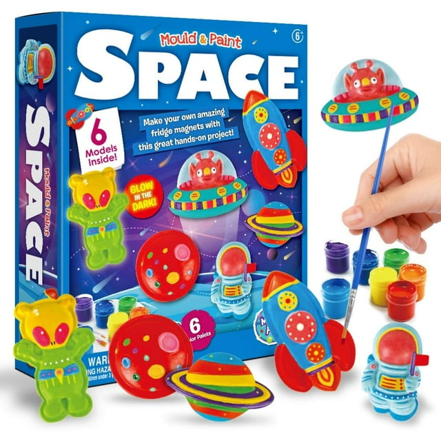 Kit de pintura de astronauta extraterrestre con molde de yeso, imán para nevera, juego de manualidades, juguetes de bricolaje, regalo para niños y niñas