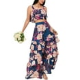 thumbnail image 3 of XXXITICAT Women's Summer Floral Print Crop Tops Ruffle Skirt Sets Maxi Long Dress(FR,S), 3 of 4