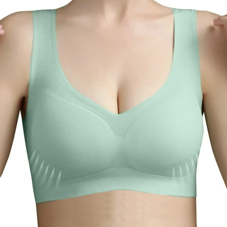kamemir Sports Bra Women s Comfort Revolution Wireless Bra  Full-coverage Wirefree Bra  Cool Comfort Fabric(Green 3XL)