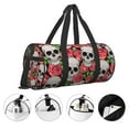 thumbnail image 5 of Disketp 45l Foldable Duffel Bag,Water-Resistant Sports Gym Bag,Portable Weekender Bag Lightweight For Travel,Fitness And Camping-Skull And Roses, 5 of 8
