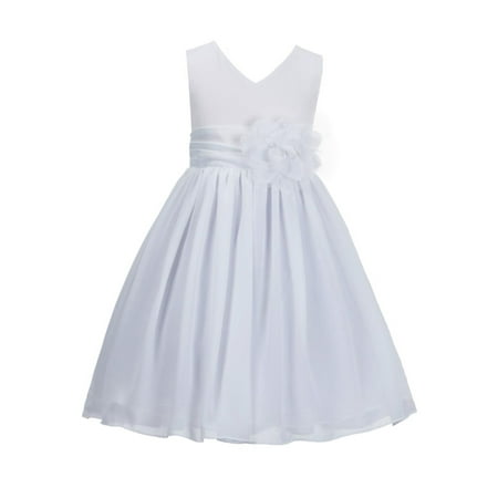 Bridal Flower Girl - Elegant Yoryu Chiffon V-neck Flower Girl Dress Wedding Toddler Birthday Bridesmaid Bridal Pageant Princess Communion Occasions Formal Events Baptism Summer Easter Reception s1503NF