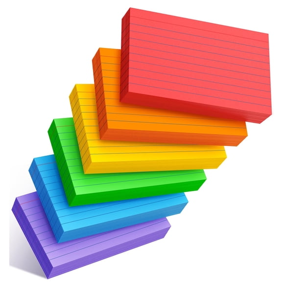 Tarjetas de índice MSKKSM 3x5 pulgadas neón, 300 unidades, rayadas