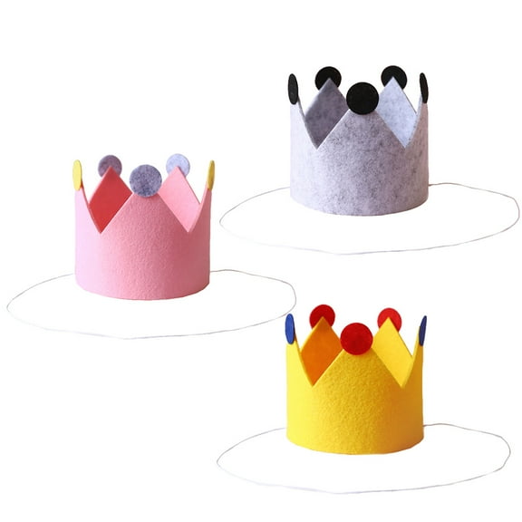 ULTNICE 3Pcs Play Crowns for Little Girls Yellow Birthday Props Crown Shape Highlight