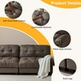 thumbnail image 3 of Ktaxon 80" Sectional sofa Cloud Deep Seat Couch Suede Fabric Sleeper Loveseat for Living Room,Apartment and Small Space Brown, 3 of 8