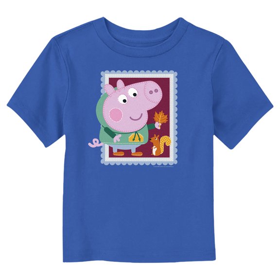 Toddler's Peppa Pig Fall Frame Graphic Tee Royal Blue 5T