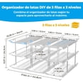 thumbnail image 2 of Organizador de latas apilable de 3 niveles para despensa, Soporte para latas de refrigerador con capacidad para 36 latas, Combinación libre y ruedas automáticas para la cocina. Transparente., 2 of 4