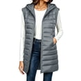 thumbnail image 2 of Longline Vest for Women Hooded Zip Front Sleeveless Cozy Fall Winter Vest, 2 of 8
