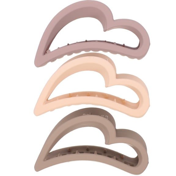 YOSADIER Assorted Color Heart Hair Claw Clip Set for Women Perfect for Everyday Use 3Pcs Plastic Hair Clips