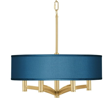 

Giclee Glow Blue Faux Silk Ava 6-Light Gold Pendant Chandelier