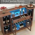 thumbnail image 6 of Loomie Bar Table Cabinet with LED & Drawer, Mini Liquor Bar with 8-Tier Storage & Stemware Holder, Wine Alcohol Bar Stand with Glass Door & Adjustable Wine Rack, Crescent Shaped Counter for Home Pub, 6 of 6