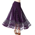 thumbnail image 3 of YM YOUMU Women Sequins Mesh Ruffle Ballroom Latin Dance Skirt Elastic Waist Long Swing Tiered Tango Salsa Waltz Dancewear, 3 of 3