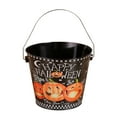 EQWLJWE Halloween Candy Buckets, Metal Pail Candy Bowl Holder