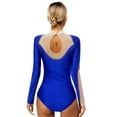 thumbnail image 3 of Kaerm Women Gymnastics Leotard Rhinestones Long Sleeve Ballet Dance Leotard Figure Skating Bodysuit Blue XL, 3 of 7