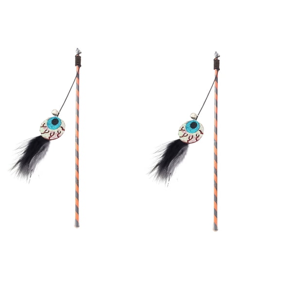 Xihbxyly Palo de Juguete para Perros de Halloween, Juguete Festivo de Plumas, Diseño de Calabaza Fantasma, Sonido de Campana Interactivo, Cuerda Elástica Duradera, Juego para Gatos y Gatitos, Tamaño