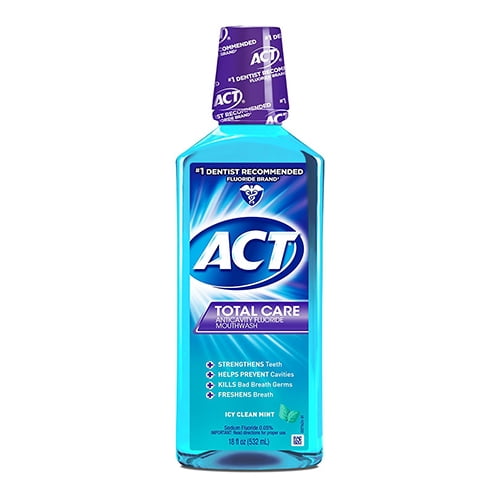 Act Alcohol Free Anticavity Fluoride Mouth Rinse, Ice Mint 18 Oz, 6