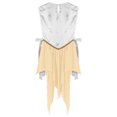 thumbnail image 4 of TiaoBug Womens Color Block Praise Lyrical Dance Dress Tunic Sides Split Irregular Liturgical Dancewear Gold S, 4 of 5