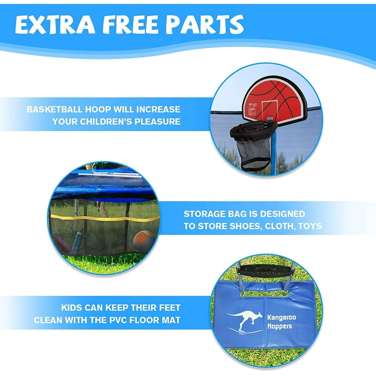 Free Shipping! Kangaroo Hoppers 12FT Trampoline, 1500LBS, with