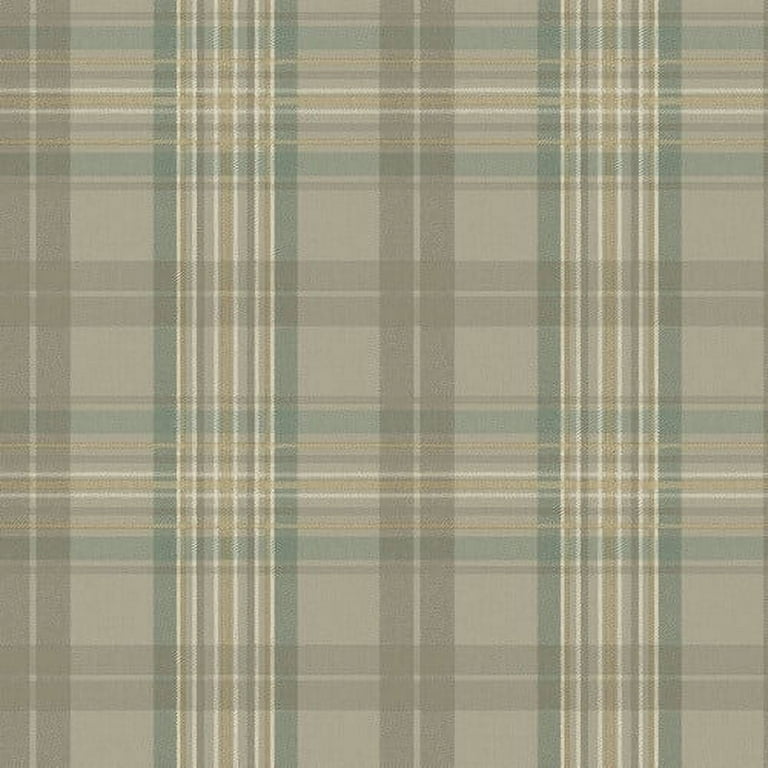 Chesapeake Austin Green Plaid Prepasted Non Woven Blend Wallpaper, 20.5-in  by 33-ft, 56.4 sq. ft. 