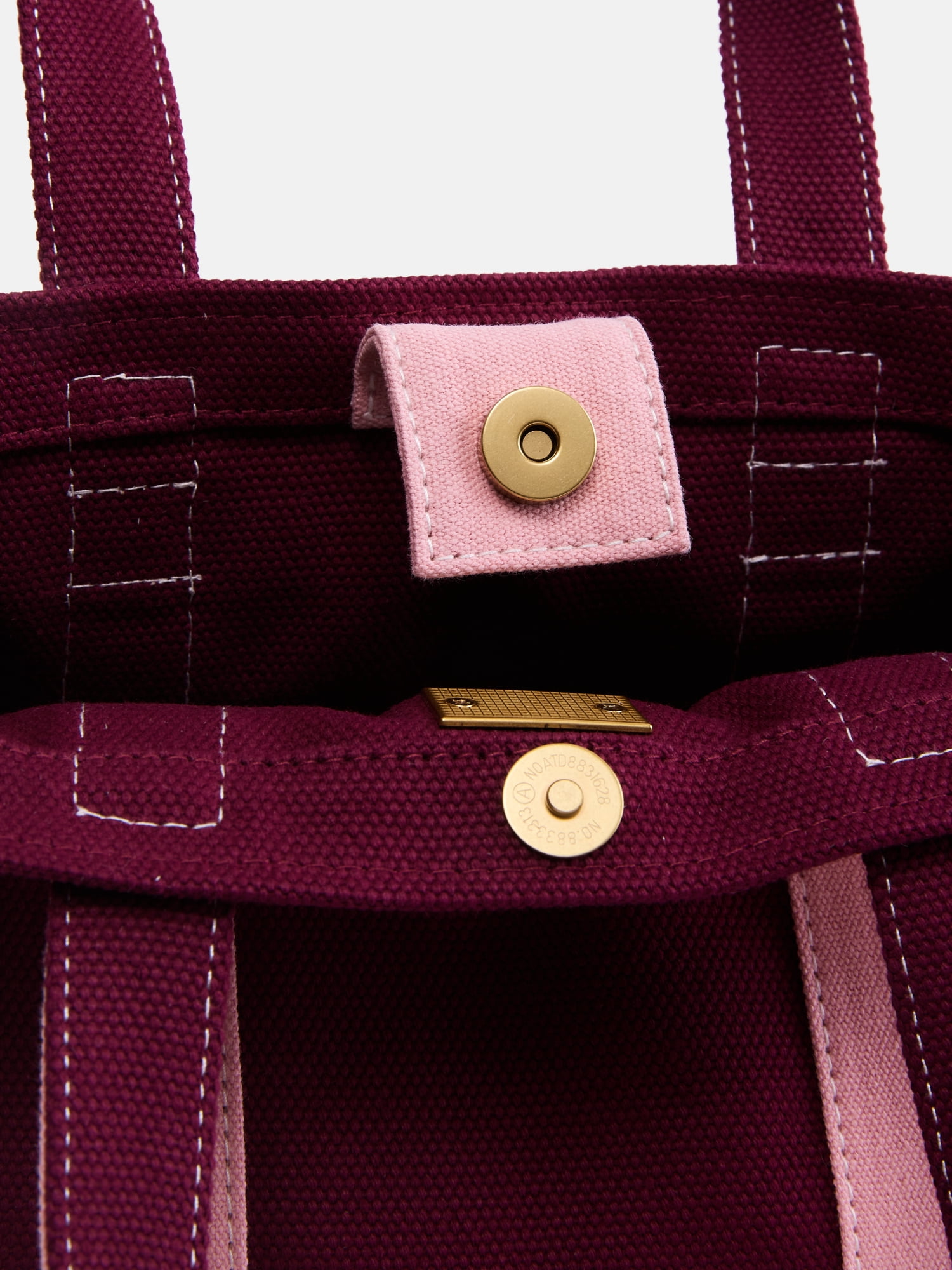 Free Assembly Women's Small Canvas Tote Handbag, Merlot Wine/Pink