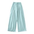 thumbnail image 4 of Lenpel Girls' Wide Leg Pants Loose Elastic High Waisted Pleated Pull on Casual Trousers Lightweight Summer Pants 4-14 Y, 4 of 7