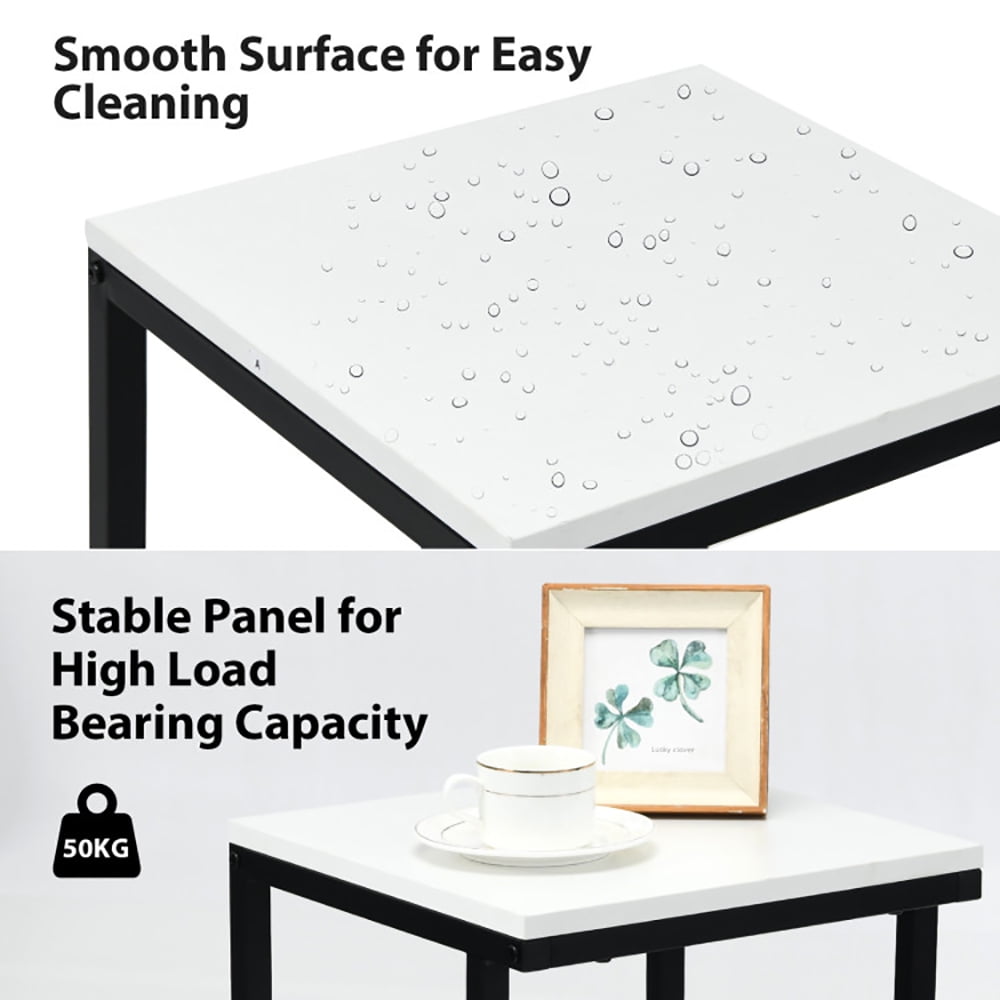 Finihen End Side Table, 3-Tier Ladder-Shaped Chair Side Table with Storage Shelf, Sofa Couch Table, for Small Spaces, Living Room, Bedroom, White Finihen End Side Table, 3-Tier Ladder-Shaped Chair Side Table with Storage Shelf, Sofa Couch Table, for Small Spaces, Living Room, Bedroom, White