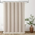 thumbnail image 7 of Boho Farmhouse Shower Curtain Set with Tassel - Linen Rustic Heavy Duty Fabric, Water Repellent, Modern Bohemian French Country Thick Bathroom Shower Curtains - Cream/Beige, 72x72, 7 of 7