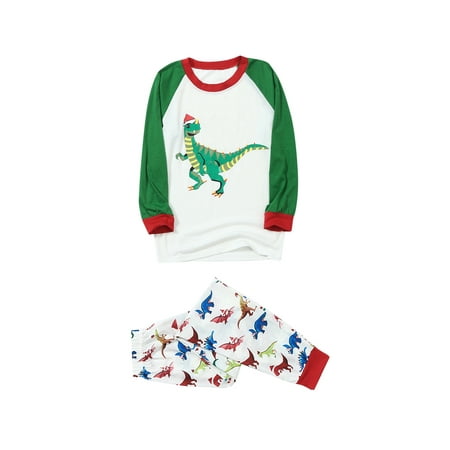 

Canis Christmas Family Matching Pajamas Set Dinosaur Sleepwear Tops Trousers Homewear
