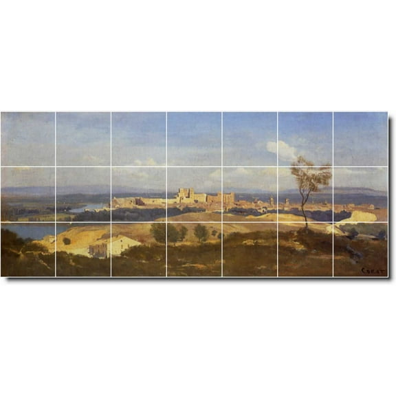 Ceramic Tile Mural-Jean Corot Landscapes Painting 298. 29.75" w x 12.75" h using (21) 4.25 x 4.25 ceramic tiles