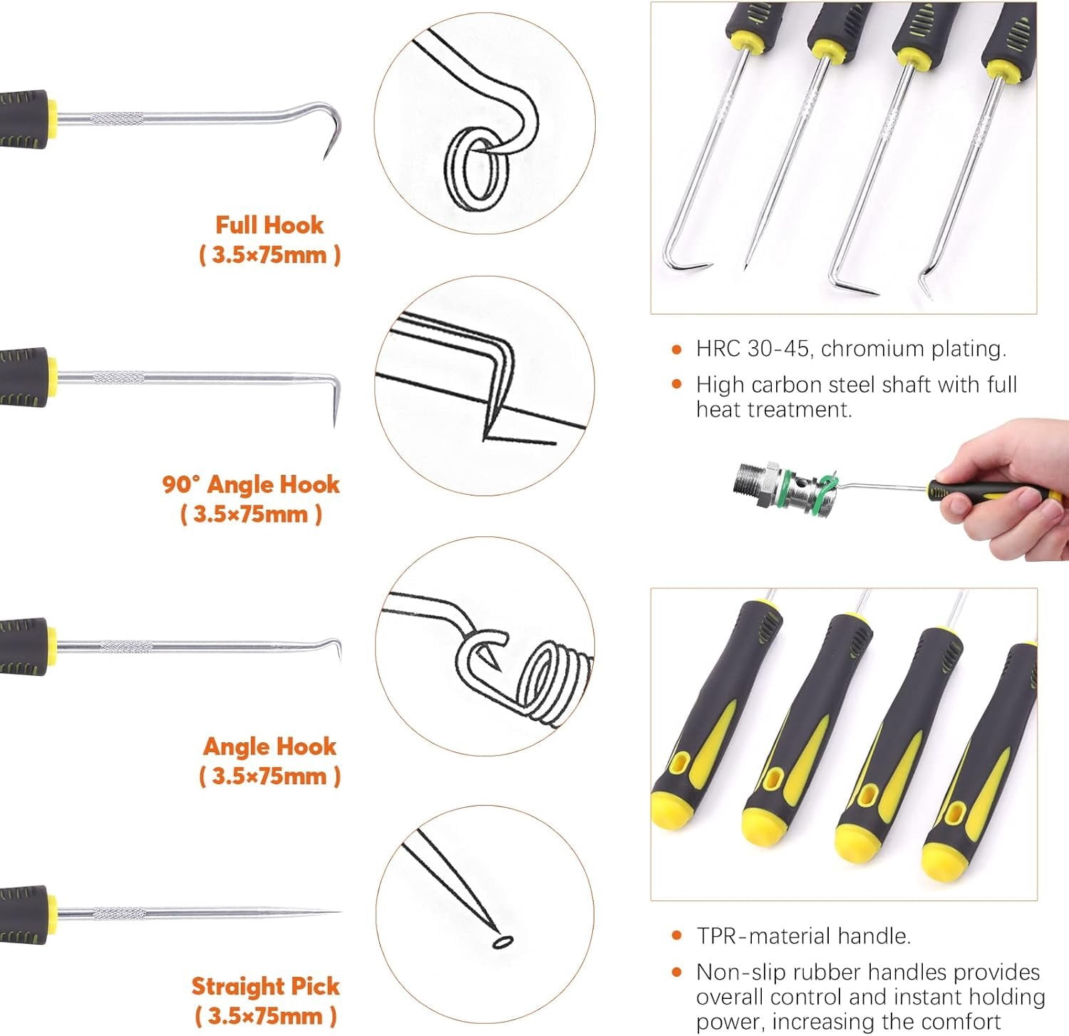 8 count 7 Inch Snap Ring Pliers Heavy Duty Hook Tool Set Internal External Circlip Pliers Tool Kit Straight Bent Jaw Pliers for Automotive Ring Removal Retaining